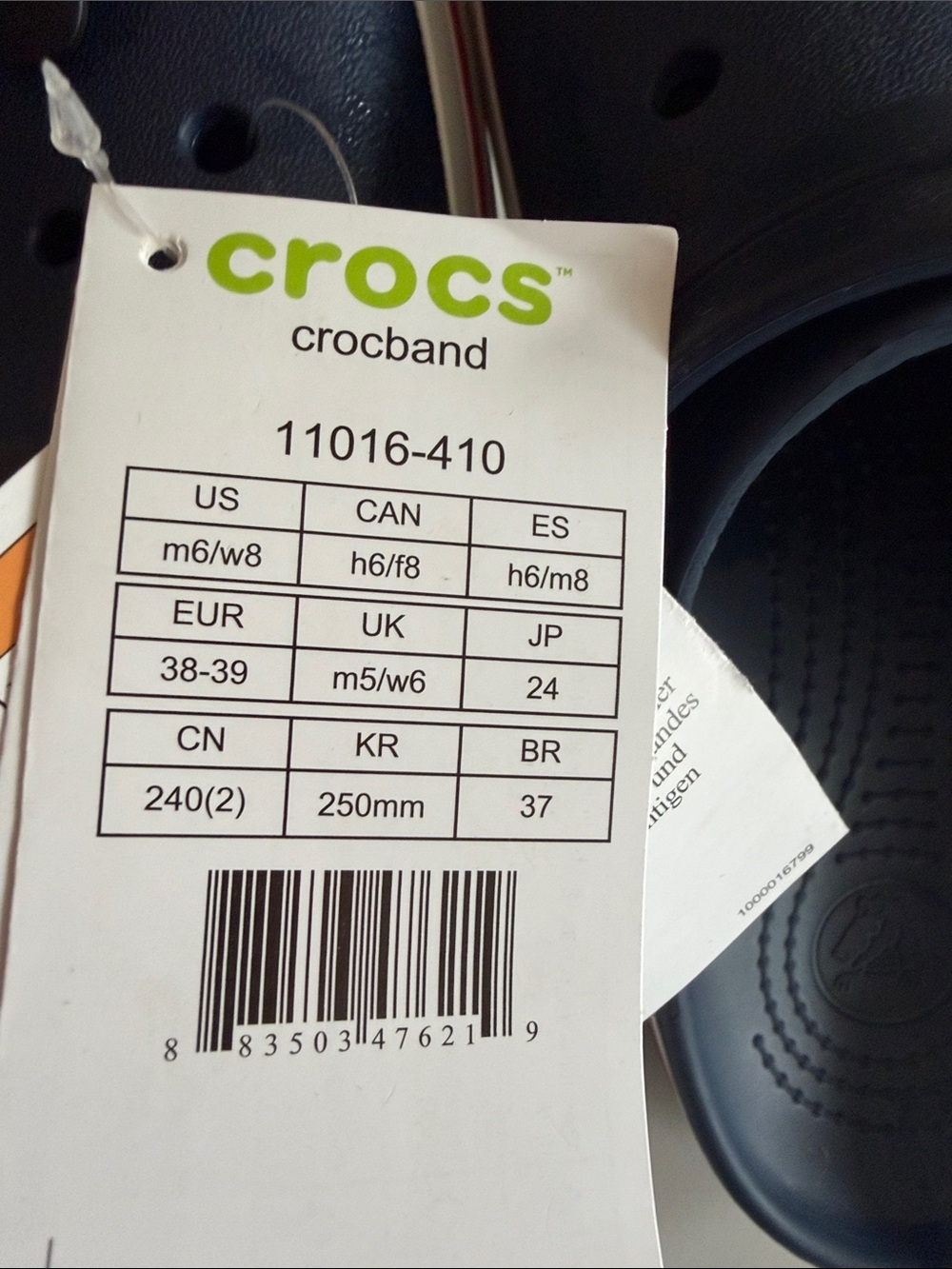 CROCS Women’s Navy Clog with Red and White Stripe - Picture 4 of 4
